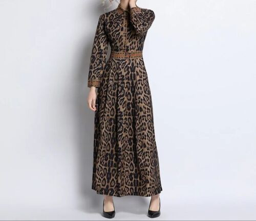 Lapel Collar Leopard Print Dress