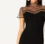 Black Striped Mesh Yoke Pencil Lettuce Trim Dress