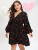 Plus Size Heart Print Belted Midi Dress