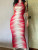 Red Striped Printed Sleeveless Bodycon