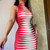 Red Striped Printed Sleeveless Bodycon