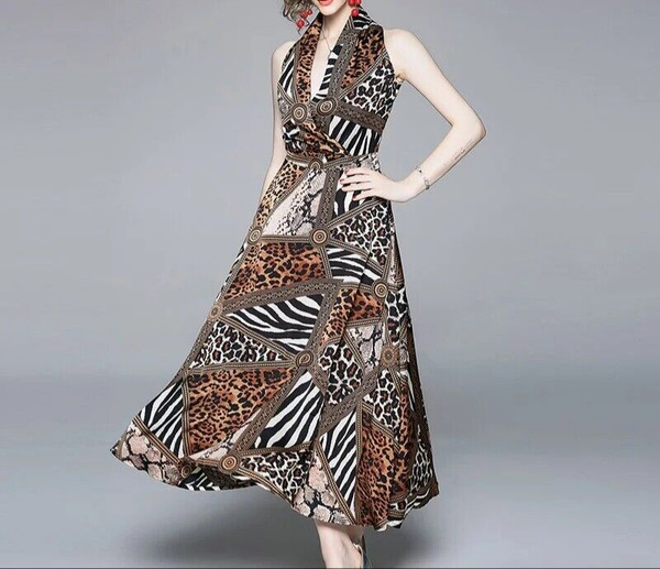 Leopard Print Vintage Maxi Dress