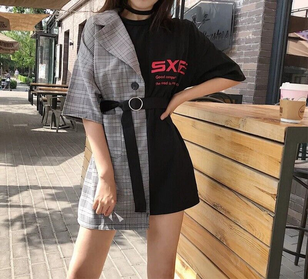 Two Pieces T-Shirts Dress with Belt