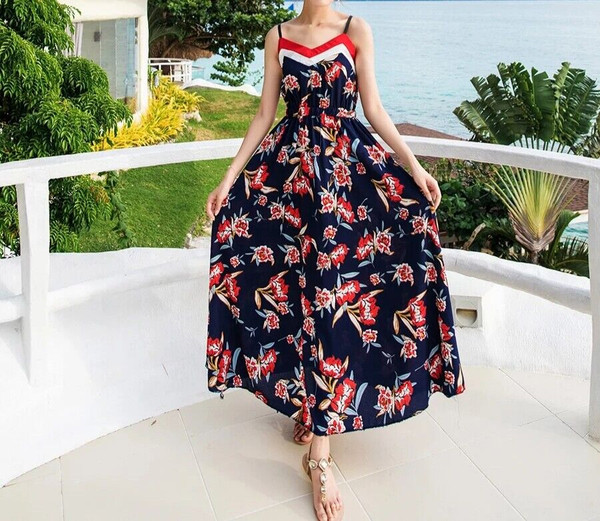 Floral Print Boho Long Dress