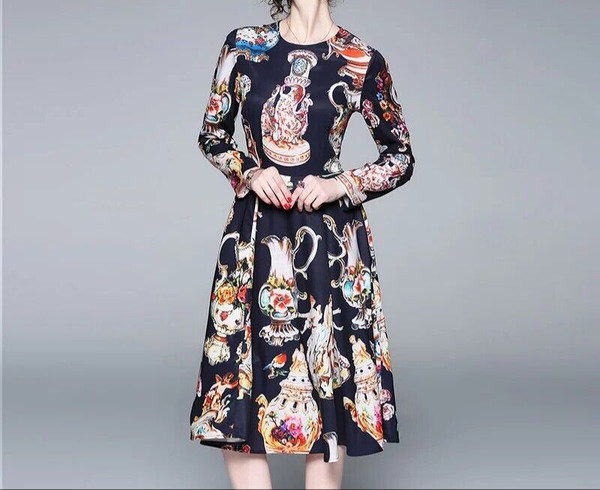 Flower Vase Angel Print Dress