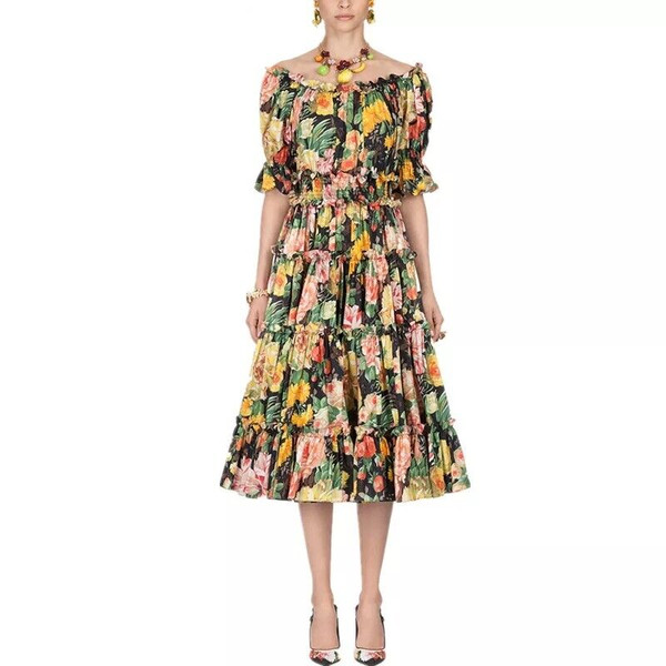 Floral Print Off-Shoulder Dress