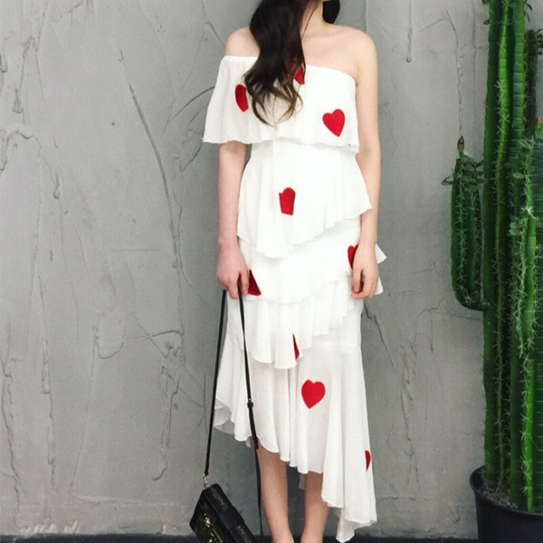 One Shoulder Ruffles Layers Dress