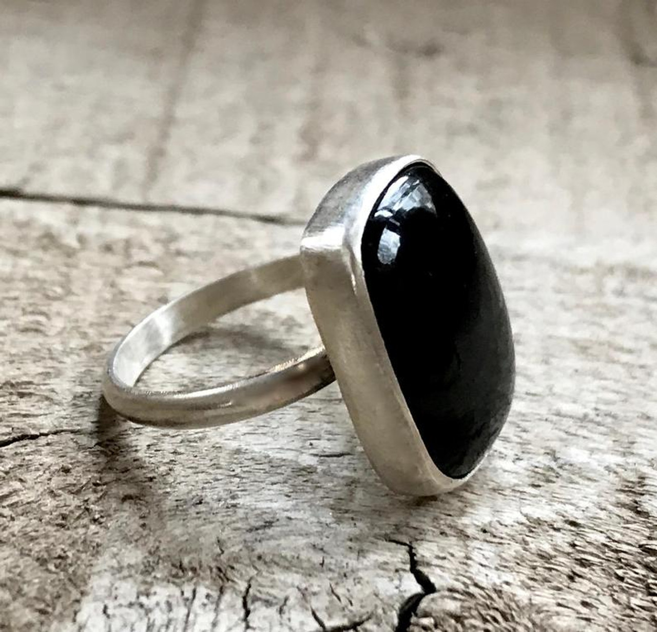 Cushion Cut Black Onyx Ring