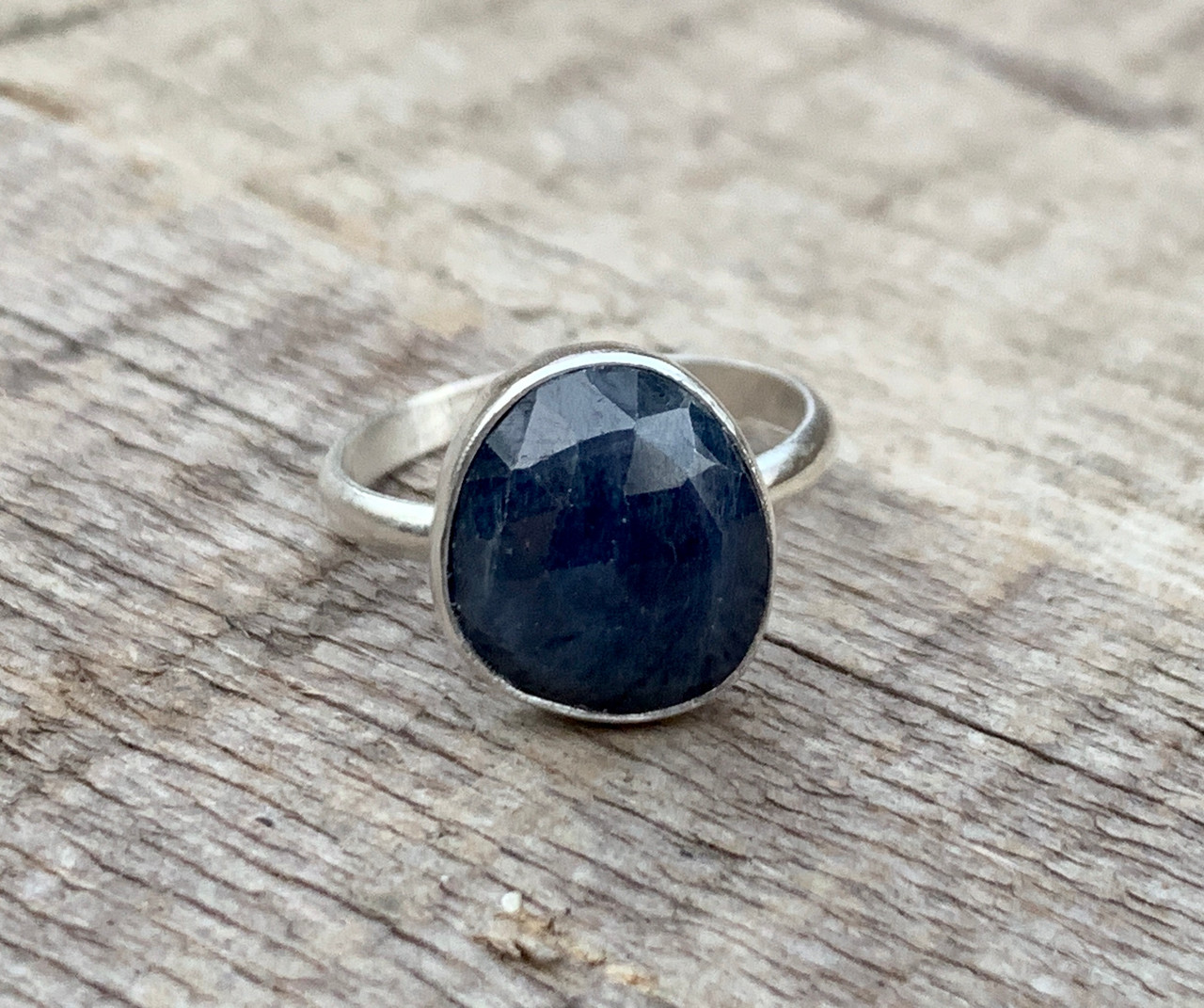 Raw blue sapphire on sale ring