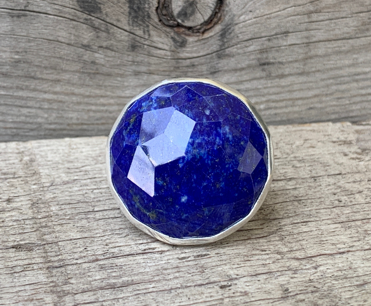 Belt Buckle / Cabochon Blue Lapis / Black Diamond Swarovski Crystals