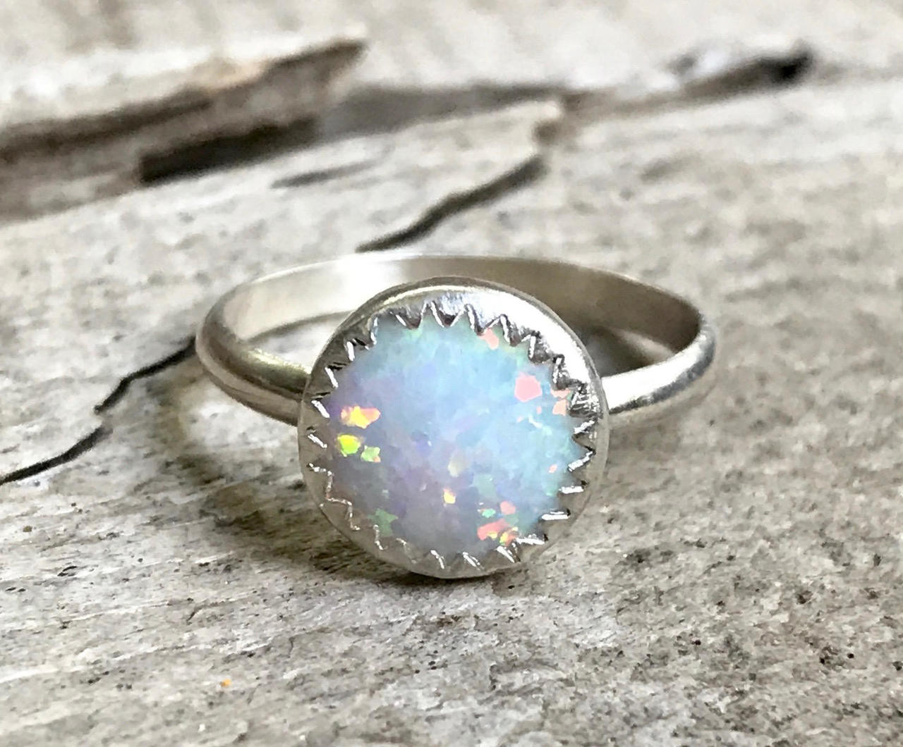 Opal Silver Ring/Handmade Opal Jewelry Anniversary Birthday Present/2ct  Oval 10x8 Ethiopian Opal Silver Ring/Unique Jewelry Gift For Women