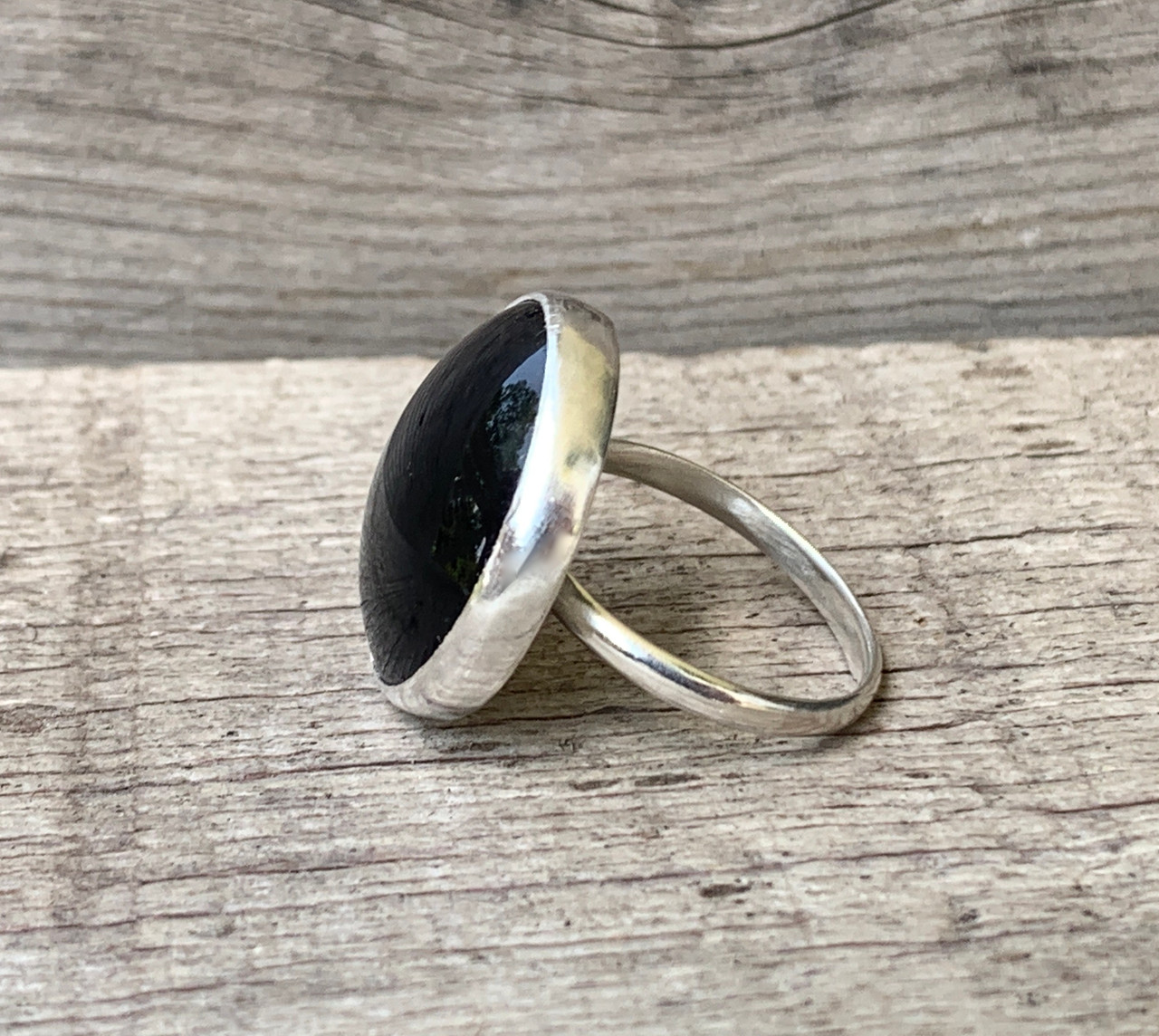 Natural Black Onyx Ring| Oval Stone Ring| Handmade Ring| Split Band Ring| Boho Ring| Statement Ring| Cabochon Ring| Black Gemstone Ring| Big Stone