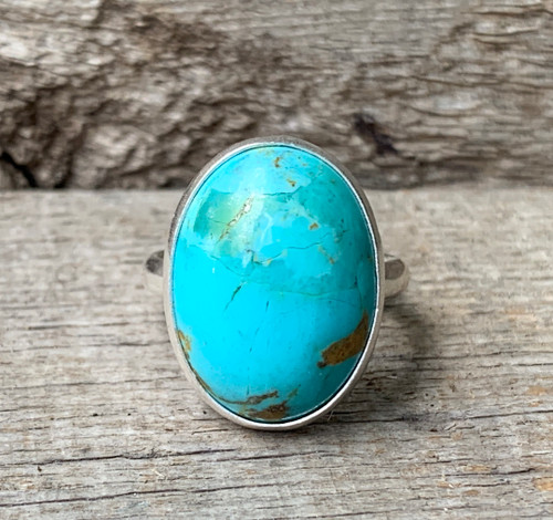 Large Oval Tibetan Turquoise Sterling Silver Ring Made to Order