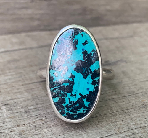 Rare One of a Kind Chrysocolla Sterling Silver Ring 