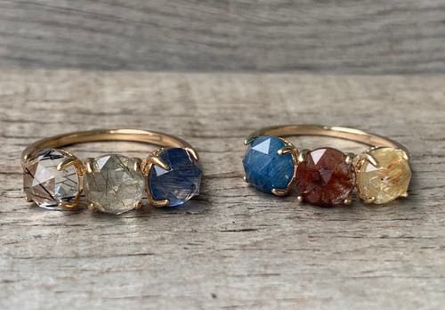 14 Karat Gold Plated Rutilated Quartz Ring Size 5