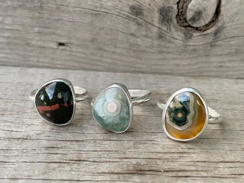 Made to Order Geometric Free Form Ocean Jasper Sterling Silver Ring