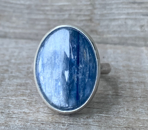 Oval Luminescent Blue Kyanite Sterling Silver Ring  Oval Luminescent Blue Kyanite Sterling Silver Ring