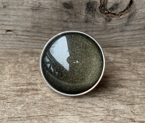 Edgy Chunky Black Golden Sheen Obsidian Sterling Silver Statement Ring | Obsidian Rung | Golden Obsidian | sheen Obsidian | Rocker | Boho