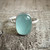 Elegant Rectangle Cushion Cut Aqua Blue Chalcedony Twisted Band Sterling Silver Statement Ring 