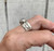 White Faceted Moonstone Sterling Silver Three Band Stacking Ring