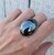 Large Oval Gray Reflective Hematite Sterling Silver Statement Ring 