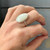 Large Oval Faceted White Moonstone Sterling Silver Ring  Large Oval Faceted White Moonstone Sterling Silver Ring