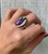 Stunning Stacked Pink Sapphire and Labradorite Sterling Silver Gunmetal Finish Ring 