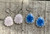 Ceramic Glass Blue or Pink Teardrop Silver Plated Dangle Earrings
