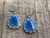 Ceramic Glass Blue or Pink Teardrop Silver Plated Dangle Earrings