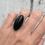  Large Oval Black and Neon Blue Dragon Vein Agate Sterling Silver Ring 