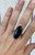  Large Oval Black and Neon Blue Dragon Vein Agate Sterling Silver Ring 