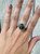 Elegant Round Blue and Black Dragon Agate Sterling Silver Ring
