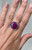 Large Round Pastel Purple Pink Blue Dragon Vein Agate Sterling Silver Fantasy Ring