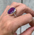 Large Round Pastel Purple Pink Blue Dragon Vein Agate Sterling Silver Fantasy Ring