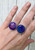 Large Round Pastel Purple Pink Blue Dragon Vein Agate Sterling Silver Fantasy Ring