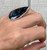 Stunning Large Teardrop Iridescent Blue Pietersite Sterling Silver Ring with Hammered Band