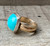 Elegant 14 Karat Gold Filled and Sterling Silver Cushion Cut Blue Amazonite Ring