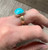 Elegant 14 Karat Gold Filled and Sterling Silver Cushion Cut Blue Amazonite Ring