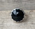 Elegant Large Round Black Onyx Cabochon Sterling Silver Ring with Scallop Bezel