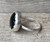 Elegant Large Round Black Onyx Cabochon Sterling Silver Ring with Scallop Bezel