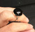 Elegant Large Round Black Onyx Cabochon Sterling Silver Ring with Scallop Bezel