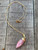  Pink and Black Rhodochrosite Bullet 14 Karat Gold Electroplated Necklace 