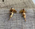 Geometric Triangle Labradorite 14 Karat Gold Electroplated Stud Earrings | Pyramid Earrings