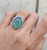 Elegant Oval Blue Green Sparkly Monarch Sterling Opal Statement Ring Size 5.5-6.5