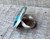 Large Round Spiny Oyster Copper Turquoise Sterling Silver Ring with Hammered Band