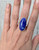 One of a Kind Large Oval Swirly Blue and White Agate Sterling Silver Ring 