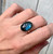 Elegant Hand Carved Scarab Flashy Blue Labradorite Ring