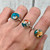 12mm Spiny Oyster Copper Turquoise Sterling Silver Ring | Turquoise Solitaire Ring