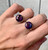 12mm Round Elegant Dark Purple Blue Copper Turquoise Sterling Silver Ring 