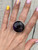 Large Chunky Round Dark Purple Amethyst Statement Boho Rocker Ring in Sterling Silver